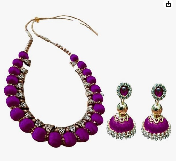 Traditional Silk Thread Necklace Set